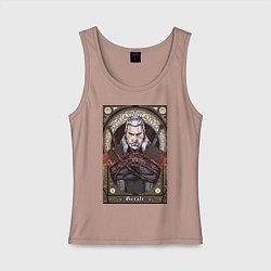 Майка женская хлопок The Witcher, Geralt, Ведьмак,, цвет: пыльно-розовый