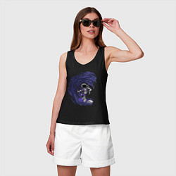 Майка женская хлопок Астронавт космический серфер, цвет: черный — фото 2