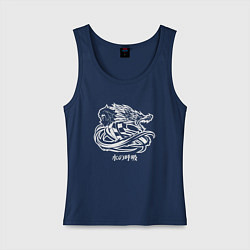 Майка женская хлопок КЛИНОК РАССЕКАЮЩИЙ ДЕМОНОВ, цвет: тёмно-синий