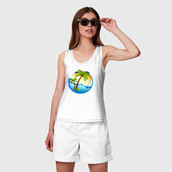 Майка женская хлопок Palm beach, цвет: белый — фото 2