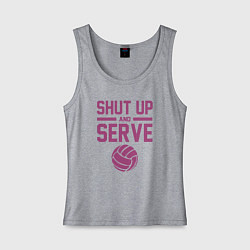 Майка женская хлопок Shut Up And Serve, цвет: меланж