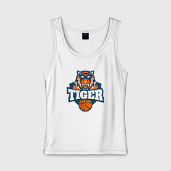 Майка женская хлопок Tiger Basketball, цвет: белый