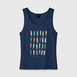 Майка женская хлопок Коллекция скейтбордов, цвет: тёмно-синий