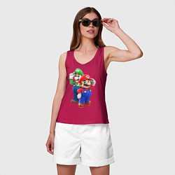 Майка женская хлопок Mario Bros, цвет: маджента — фото 2