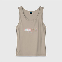 Майка женская хлопок BATTLEFIELD 2042 LOGO GLITCH, цвет: миндальный