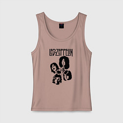 Майка женская хлопок Участники группы Led Zeppelin, цвет: пыльно-розовый