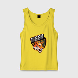 Майка женская хлопок Тигр Tiger логотип, цвет: желтый