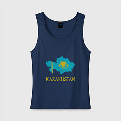 Майка женская хлопок Map Kazakhstan, цвет: тёмно-синий