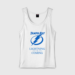 Майка женская хлопок Tampa Bay Lightning is coming, Тампа Бэй Лайтнинг, цвет: белый