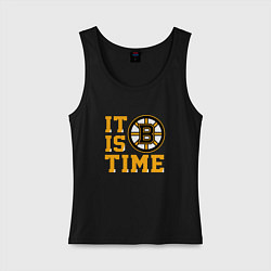 Майка женская хлопок It Is Boston Bruins Time, Бостон Брюинз, цвет: черный