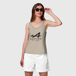 Майка женская хлопок Alpine F1 team Black Logo, цвет: миндальный — фото 2