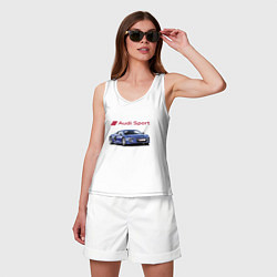 Майка женская хлопок Audi sport Racing, цвет: белый — фото 2