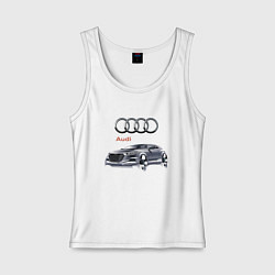 Майка женская хлопок Audi Germany Car, цвет: белый