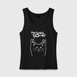 Майка женская хлопок My Chemical Romance Рок кот, цвет: черный