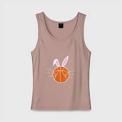 Майка женская хлопок Basketball Bunny, цвет: пыльно-розовый