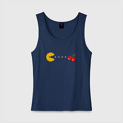 Майка женская хлопок Pac-man 8bit, цвет: тёмно-синий