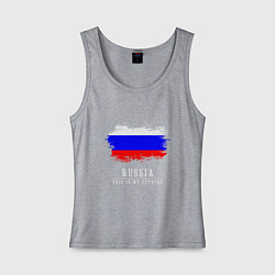 Майка женская хлопок Россия моя страна, цвет: меланж