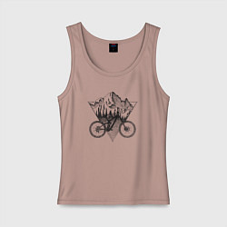 Майка женская хлопок Downhill ride bike, цвет: пыльно-розовый