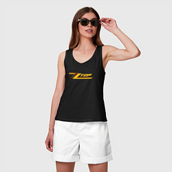 Майка женская хлопок ZZ top logo, цвет: черный — фото 2