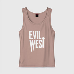 Майка женская хлопок Evil west logo, цвет: пыльно-розовый