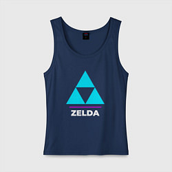 Майка женская хлопок Символ Zelda в неоновых цветах, цвет: тёмно-синий