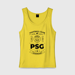 Майка женская хлопок PSG: Football Club Number 1 Legendary, цвет: желтый
