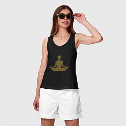 Майка женская хлопок Медитация смайлики, цвет: черный — фото 2