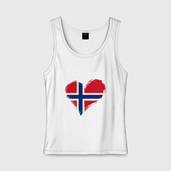 Майка женская хлопок Сердце - Норвегия, цвет: белый