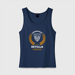Майка женская хлопок Лого Sevilla и надпись legendary football club, цвет: тёмно-синий