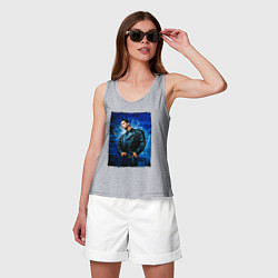 Майка женская хлопок Dave Gahan Depeche Mode - blue background, цвет: меланж — фото 2
