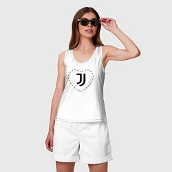 Майка женская хлопок Лого Juventus в сердечке, цвет: белый — фото 2