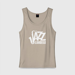 Майка женская хлопок Jazz - саксофон, цвет: миндальный