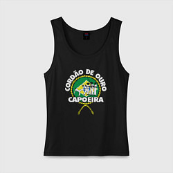 Майка женская хлопок Capoeira - Cordao de ouro flag of Brazil, цвет: черный