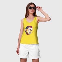 Майка женская хлопок Сальвадор Дали портрет в стиле поп арт, цвет: желтый — фото 2