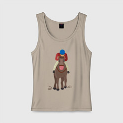 Майка женская хлопок Гонщик на лошади, цвет: миндальный