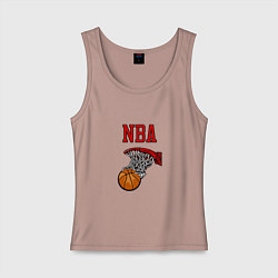 Майка женская хлопок Basketball - NBA logo, цвет: пыльно-розовый