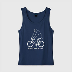 Майка женская хлопок Бигфут на велосипеде, цвет: тёмно-синий