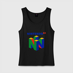 Майка женская хлопок Nintendo 64, цвет: черный