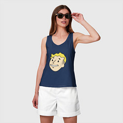 Майка женская хлопок Vault boy head, цвет: тёмно-синий — фото 2