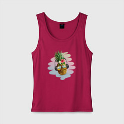 Женская майка Лето - ананас в наушниках и очках