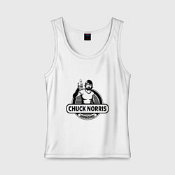 Майка женская хлопок Chuck Norris approved, цвет: белый