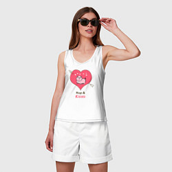 Майка женская хлопок Hogs and kisses, цвет: белый — фото 2