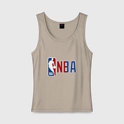 Майка женская хлопок NBA - big logo, цвет: миндальный