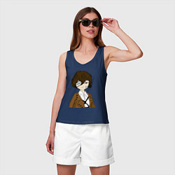 Майка женская хлопок Дазай, цвет: тёмно-синий — фото 2