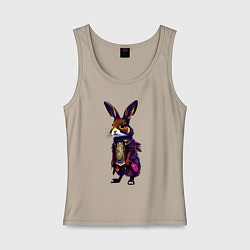 Майка женская хлопок Кролик в шубе, цвет: миндальный