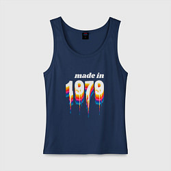 Майка женская хлопок Made in 1979 liquid art, цвет: тёмно-синий