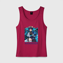 Женская майка Странник Скарамучча довольный