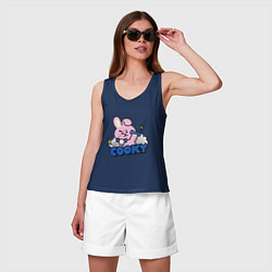 Майка женская хлопок Cooky BT21 Jungkook, цвет: тёмно-синий — фото 2