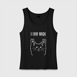 Женская майка I love rock рок кот