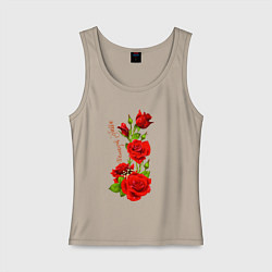 Майка женская хлопок Прекрасная Нелли - букет из роз, цвет: миндальный